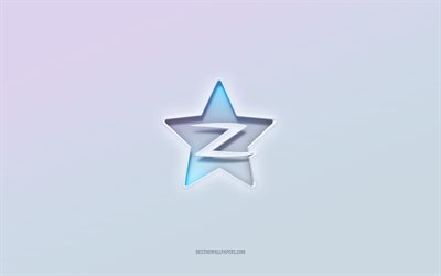 شعار Qzone, قطع نص ثلاثي الأبعاد, خلفية بيضاء, شعار Qzone ثلاثي الأبعاد, Qzone, شعار محفور, Qzone 3D شعار