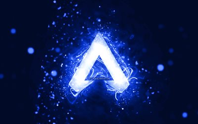 Logo Apex Legends bleu foncé, 4k, néons bleu foncé, créatif, fond abstrait bleu foncé, logo Apex Legends, marques de jeux, Apex Legends