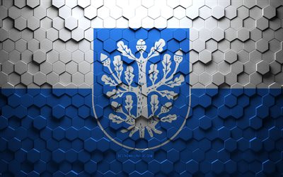 Bandeira de Offenbach am Main, arte em favo de mel, bandeira de hex&#225;gonos de Offenbach am Main, Offenbach am Main, arte em hex&#225;gonos 3D, bandeira de Offenbach am Main