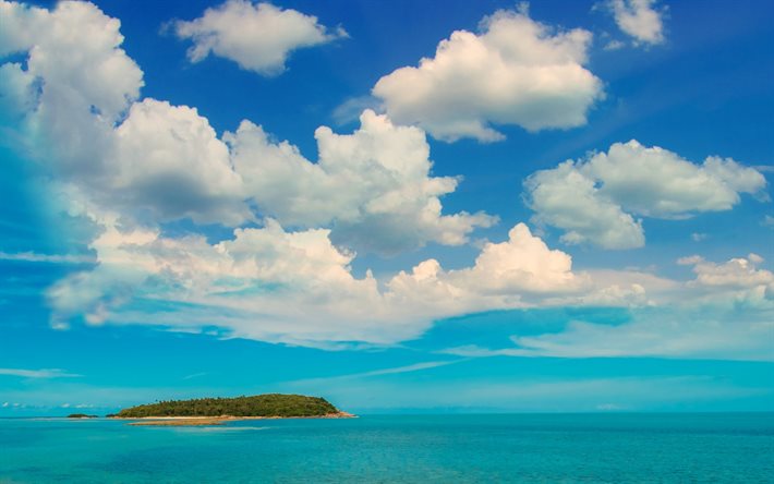 tropische insel, ozean, sommer, tourismus, wei&#223;e wolken, paradies, inseln