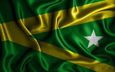 Bandeira de Marab&#225;, 4k, bandeiras onduladas de seda, cidades brasileiras, Dia de Marab&#225;, bandeiras de tecido, arte 3D, Marab&#225;, cidades do Brasil, Bandeira de Marab&#225; 3D