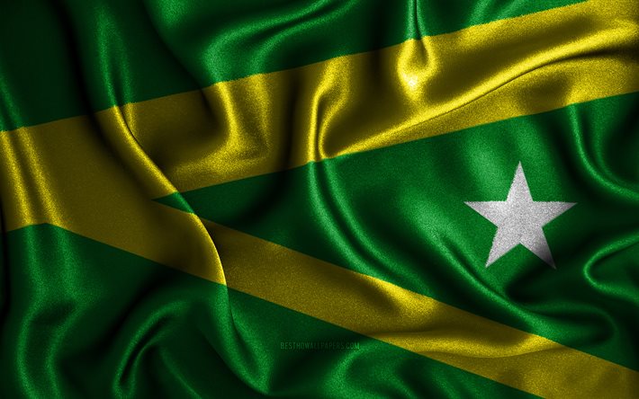 Bandiera di Maraba, 4k, bandiere ondulate di seta, citt&#224; brasiliane, Giorno di Maraba, bandiere in tessuto, arte 3D, Maraba, citt&#224; del Brasile, bandiera Maraba 3D