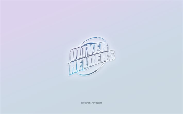 Oliver Heldens logosu, 3d metni kesip, beyaz arka plan, Oliver Heldens 3d logosu, Oliver Heldens amblemi, Oliver Heldens, kabartmalı logo, Oliver Heldens 3d amblemi
