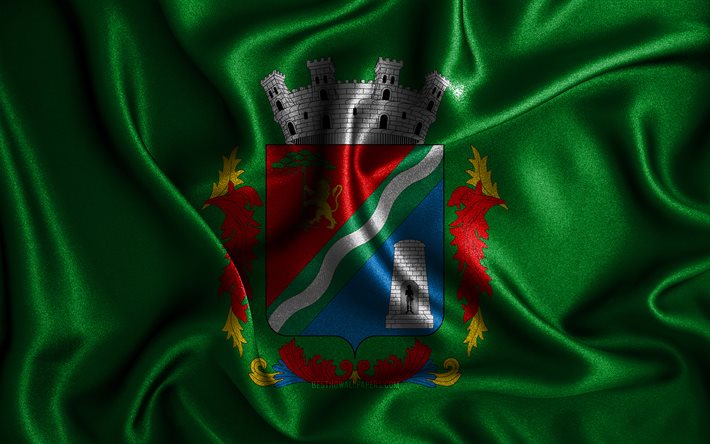 Bandeira de S&#227;o Leopoldo, 4k, bandeiras onduladas de seda, cidades brasileiras, Dia de S&#227;o Leopoldo, bandeiras de tecido, arte 3D, S&#227;o Leopoldo, cidades do Brasil, Bandeira de S&#227;o Leopoldo 3D