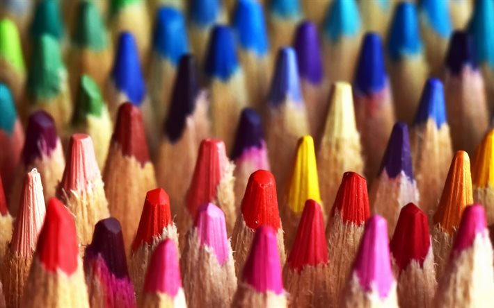 crayons de couleur, diff&#233;rents concepts de couleurs, concepts de s&#233;lection de couleurs, crayons en bois