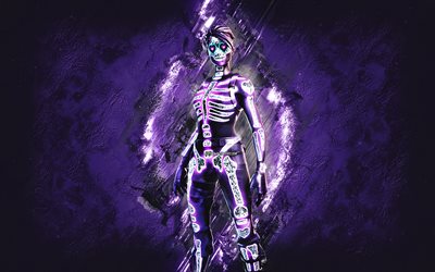 Fortnite Sparkle Skull Skin, Fortnite, main characters, purple stone background, Sparkle Skull, Fortnite skins, Sparkle Skull Skin, Sparkle Skull Fortnite, Fortnite characters