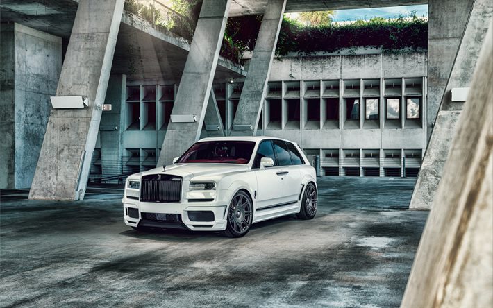 2021, Rolls-Royce Cullinan, exterior, front view, SUV, new white Cullinan, Cullinan tuning, luxury cars, Rolls-Royce