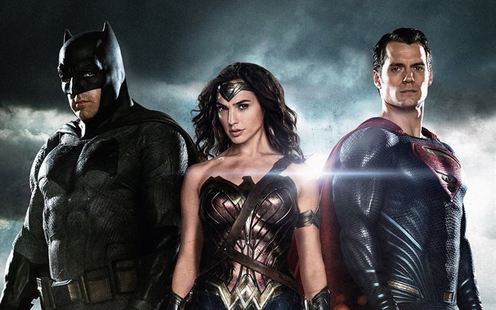 Batman v Superman, Dawn of Justice, 2016, Gal Gadot, Batman, Superman, Wonder Woman