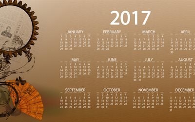 2017年カレンダー, レトロ, 4k
