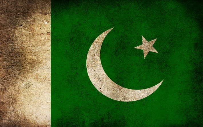 Pakistanska flaggan, grunge, flagga Pakistan, flaggor, Pakistans flagga