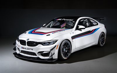 4k, BMW M4 GT4, F82, 2018 cars, sportscars, BMW Motorsport, studio, BMW