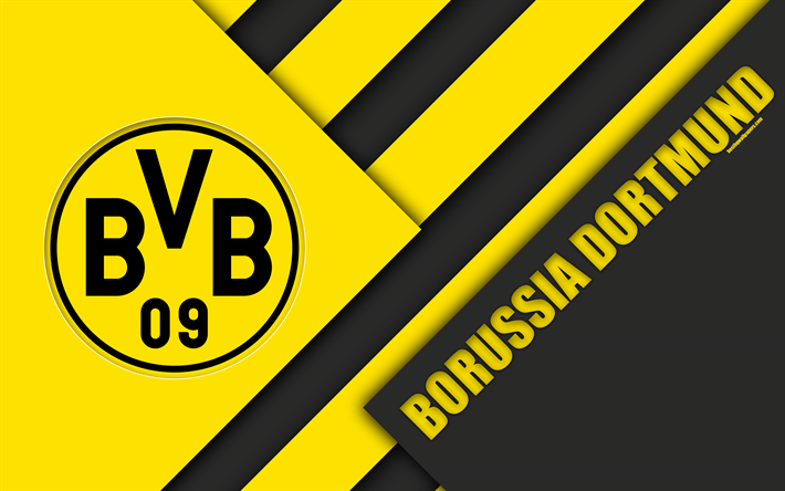 borussia dortmund, fc -, 4k -, material-design, bvb, wappen, fussball-verein, logo, bundesliga, schwarz-gelb abstraktion, dortmund, deutschland