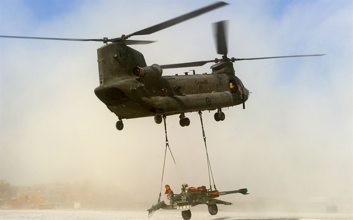 Boeing CH-47 Chinook, askeri nakliye helikopteri, Kanada Hava Kuvvetleri, ABD helikopterlerinin, 4k, silah taşıma