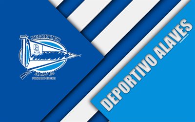 Deportivo Alaves FC, 4k, Spanish football club, logo, material design, light blue abstraction, football, La Liga, Vitoria-Gasteiz, Spain