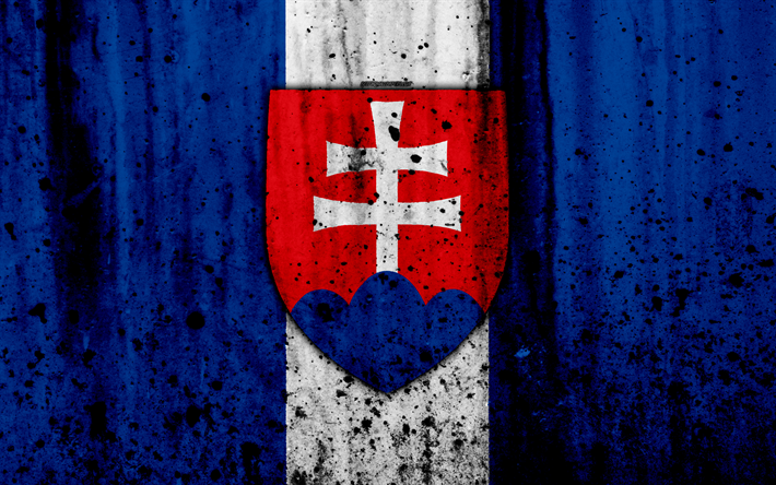 Slovakya Milli Futbol Takımı, 4k, logo, grunge, Avrupa, Futbol, taş doku, futbol, Kazakistan, Slovakya Milli Takım