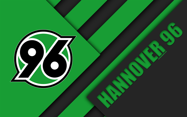 Hanovre 96 FC, 4k, la conception de mat&#233;riaux, vert noir l&#39;abstraction, de l&#39;embl&#232;me, club de football allemand, du logo, de la Bundesliga, Hanovre, Allemagne