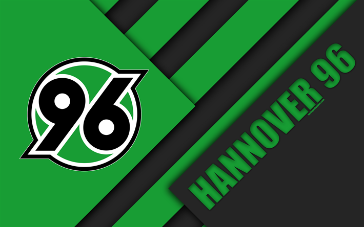 Download wallpapers Hannover 96 FC, 4k, material design, green black