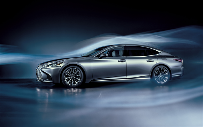 Lexus LS, 2018, 4k, aerodynamics, luxury sedan, business class, silver LS, new cars, Lexus