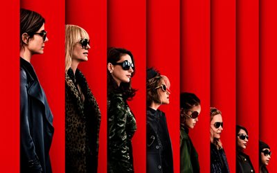 Hav 8, affisch, 2018 film, Hav &#197;tta, Rihanna, Sandra Bullock, Cate Blanchett, Anne Hathaway, Awkwafina, Vera Mindy Chokalingam, Sarah Paulson, Helena Bonham Carter