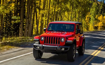 Jeep Wrangler Rubicon, 4k, 2018 araba, yeni Wrangler, SUV, Jeep Wrangler, yol, Jeep