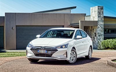 Hyundai Elantra Aller, 4k, 2018 voitures, nouvelle Elantra, les voitures cor&#233;ennes, blanc Elantra, Hyundai