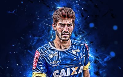 Lucas Silva, abstract art, brazilian footballers, Cruzeiro FC, defender, soccer, Brazilian Serie A, Lucas Silva Borges, football, neon lights, Brazil