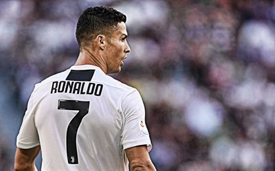 CR7, Cristiano Ronaldo, Juventus FC, portrait, number 7, Portuguese star of world football, football super stars, Serie A, Italy, Juve, football