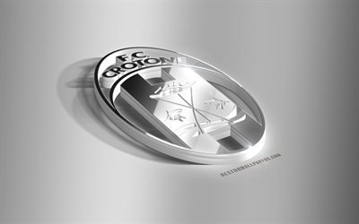 fc crotone, 3d-stahl-logo, italienische fußball-club, 3d-emblem, crotone, italien, fc, metall-emblem, serie b, fußball -, kreativ-3d-technik