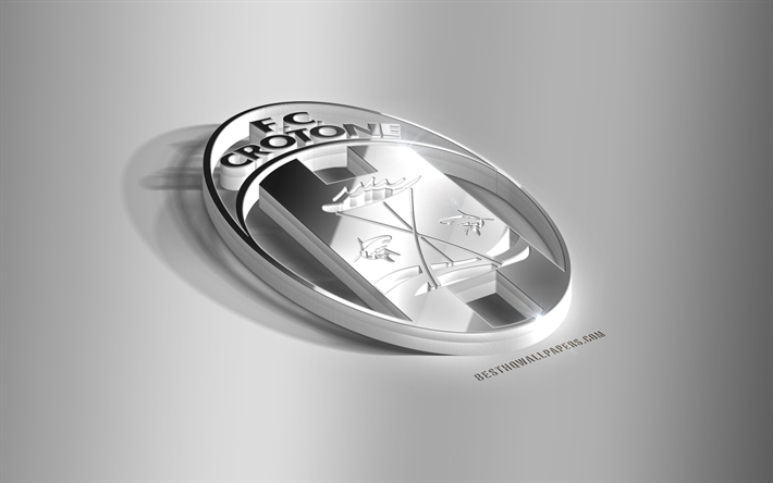 fc crotone, 3d-stahl-logo, italienische fu&#223;ball-club, 3d-emblem, crotone, italien, fc, metall-emblem, serie b, fu&#223;ball -, kreativ-3d-technik