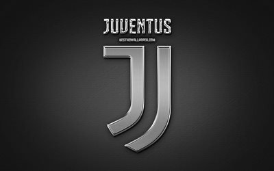 La Juventus logo cromado, cuero de fondo, la Juve, de la Serie a, fan art, logotipo de la Juventus, club de f&#250;tbol italiano Juventus, nuevo logo, Italia, Juventus FC