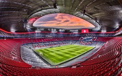 El estadio Allianz Arena, HDR, el Bayern de M&#250;nich, Estadio, f&#250;tbol, estadio de f&#250;tbol, el Bayern de M&#250;nich arena, Alemania