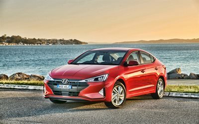 Hyundai Elantra Ativo, 4k, 2018 carros, vermelho Elantra, carros coreanos, novo Elantra, Hyundai