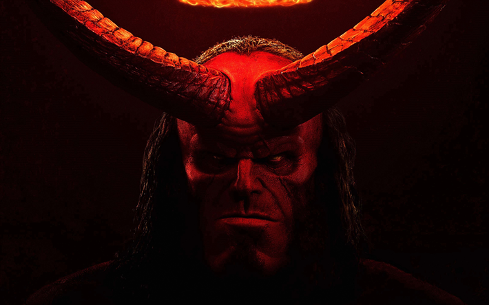 4k, Hellboy-Elokuvan, art, juliste, 2019 elokuva, David Harbour, Hellboy, toiminta elokuva