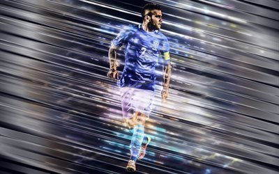 Dani Alves, 4k, Brezilyalı futbol oyuncusu, Brezilya Milli Futbol Takımı, mavi &#252;niforma, yaratıcı sanat, Brezilya, futbol
