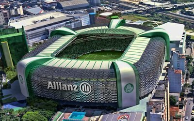 Allianz Parque, aerial view, Palmeiras Stadium, soccer, Palestra Italia Arena, football stadium, Palmeiras arena, Brazil, SE Palmeiras
