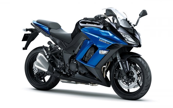 Kawasaki Ninja 1000, 2017, bici da corsa, blu Kawasaki, moto Giapponesi
