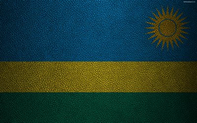 Ruandan lippu, Afrikka, 4K, nahka rakenne, liput Afrikka, Ruanda