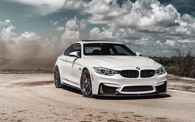 BMW M4 GTS, 2018, F82, n&#228;kym&#228; edest&#228;, ylellisyytt&#228; urheilu coupe, valkoinen m4, tuning F82, Saksan autoja, BMW