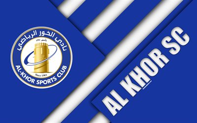 Al Khor SC, 4k, Doha, Qatar, blue and white abstraction, Q-League, logo, material design, Qatar football club, Qatar Stars League, Premier League
