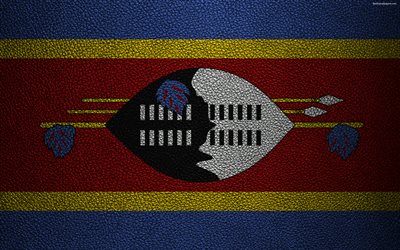 Flag of Swaziland, Africa, 4K, leather texture, Swaziland flag, flags of Africa, Swaziland