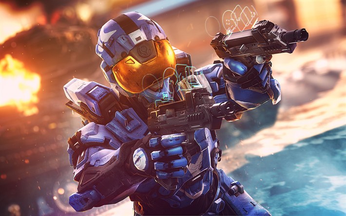 Halo 5 Guardians, cyber warrior, art, Halo 5