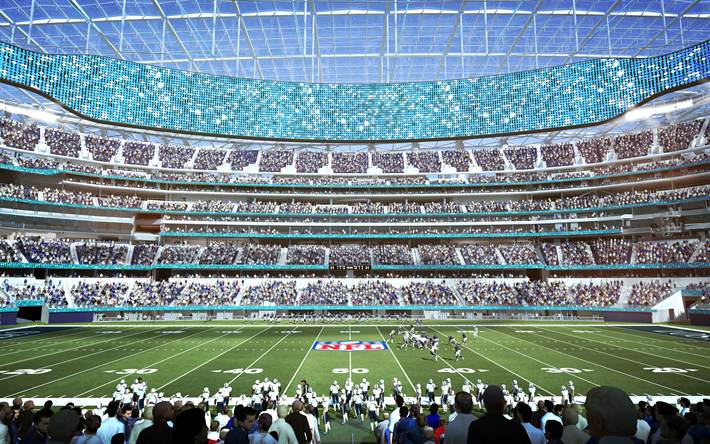 Los Angeles Stadium, 4k, NFL, Los Angeles Chargers, Los Angeles Rams, USA, America, Hollywood Park