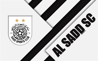 Al Sadd SC, 4k, Doha, Qatar, black and white abstraction, logo, material design, Qatar football club, Qatar Stars League, Q-League, Premier League
