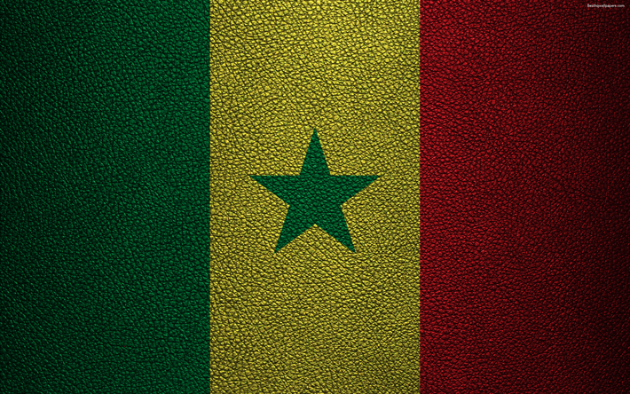 Flag of Senegal, Africa, 4K, leather texture, Senegalese flag, flags of African countries, Senegal