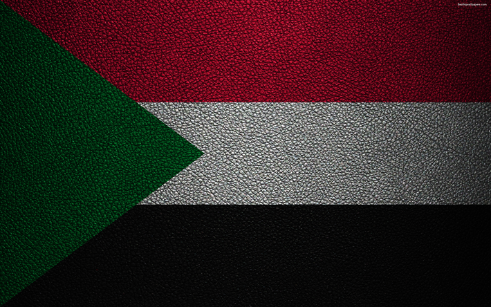 Bandera de Sud&#225;n, &#193;frica, 4K, textura de cuero, Sud&#225;n bandera, banderas de &#193;frica, Sud&#225;n