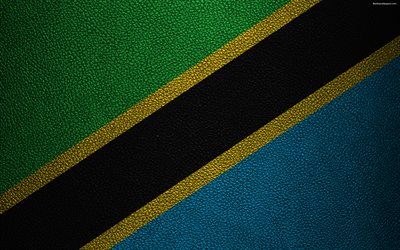 Flag of Tanzania, Africa, 4K, leather texture, Tanzanian flag, flags of Africa, Tanzania