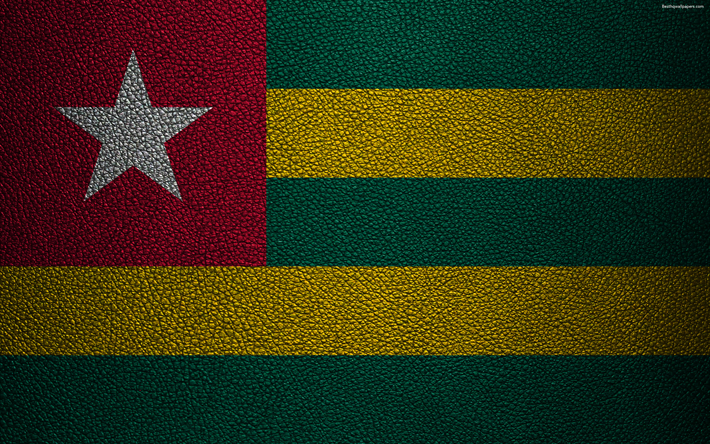 Bandeira do Togo, &#193;frica, 4k, textura de couro, bandeiras da &#193;frica, Togo