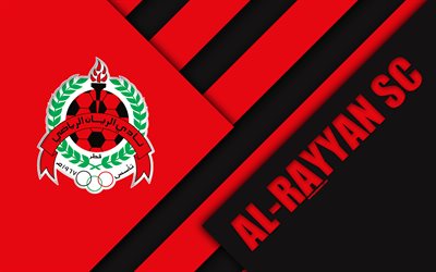 Al-Rayyan SC, 4k, Riyan Ray, Qatar, red black abstraction, logo, material design, Qatar football club, Qatar Stars League, Q-League, Premier League