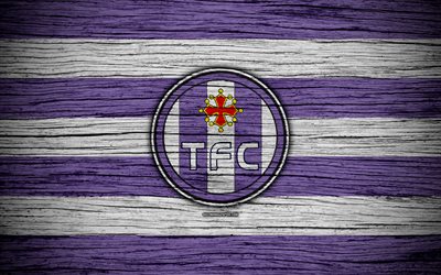Toulouse, 4k, France, Liga 1, wooden texture, Toulouse FC, Ligue 1, soccer, football club, FC Toulouse