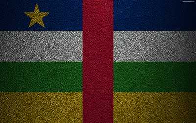 Flag of Central African Republic, Africa, 4K, leather texture, flags of African countries, Central African Republic